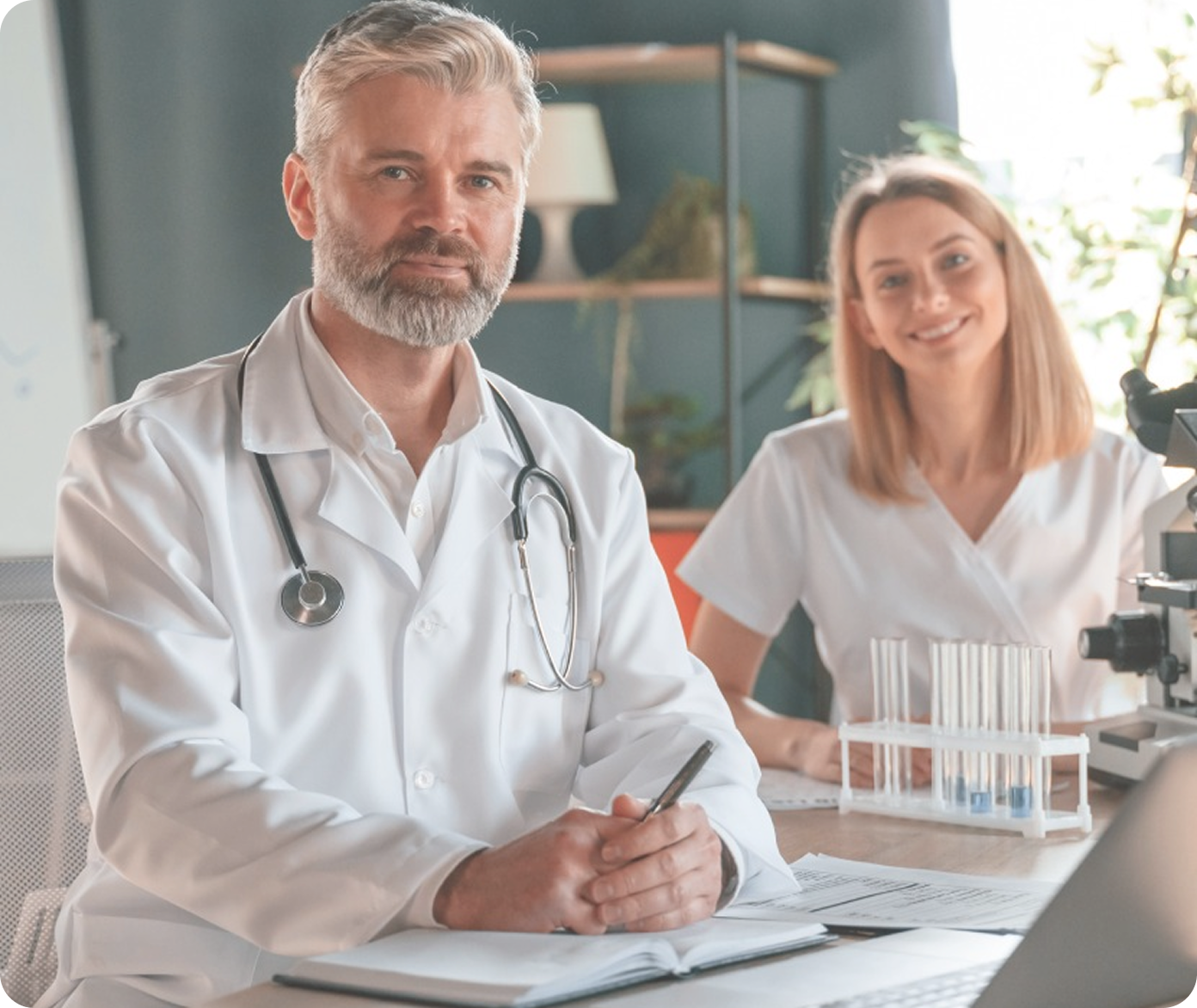 Doctors examining spine